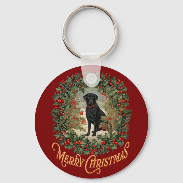 Porte-clés Joyeux Noël Labrador Retriever (Recto)