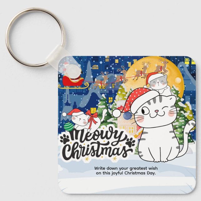 Porte-clés Joyeux Noël Miaou (Recto)