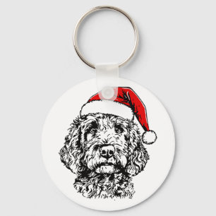 Porte-clés Joyeux Noël mignon Goldendoodle Père Noël Noël 
