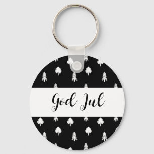 Porte-clés Joyeux Noël motif cadeau noir scandinave de Noël