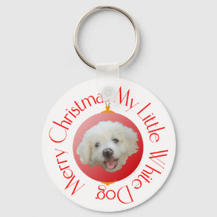 Porte-clés Joyeux Noël Petit Chien Blanc