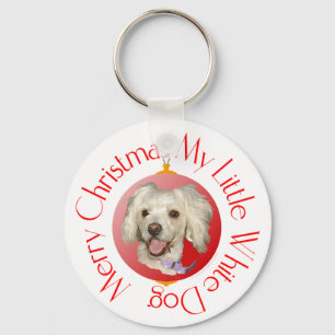Porte-clés Joyeux Noël Petit Chien Blanc