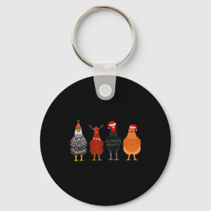 Porte-clés Joyeux Noël Poulet Feux de Noël Santa Hat