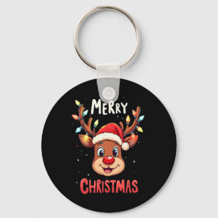 Porte-clés Joyeux Noël Reindeer Rouge Père Noël Noël Hommes d