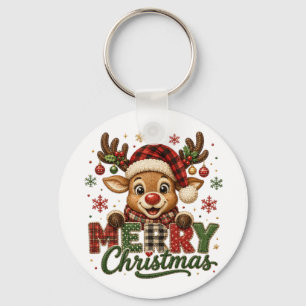 Porte-clés Joyeux Noël Renne Mignon