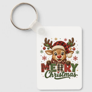 Porte-clés Joyeux Noël Renne Mignon