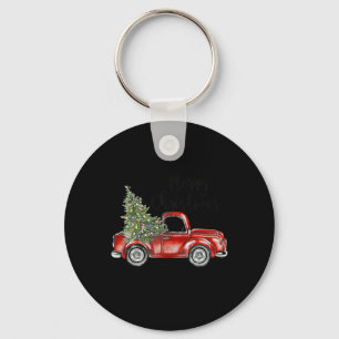 Porte-clés Joyeux Noël Rouge Camion Arbre Lumière Famille drô