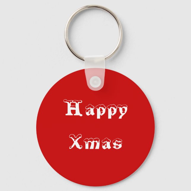 Porte-clés Joyeux Noël. Rouge et Blanc. Personnalisé (Recto)