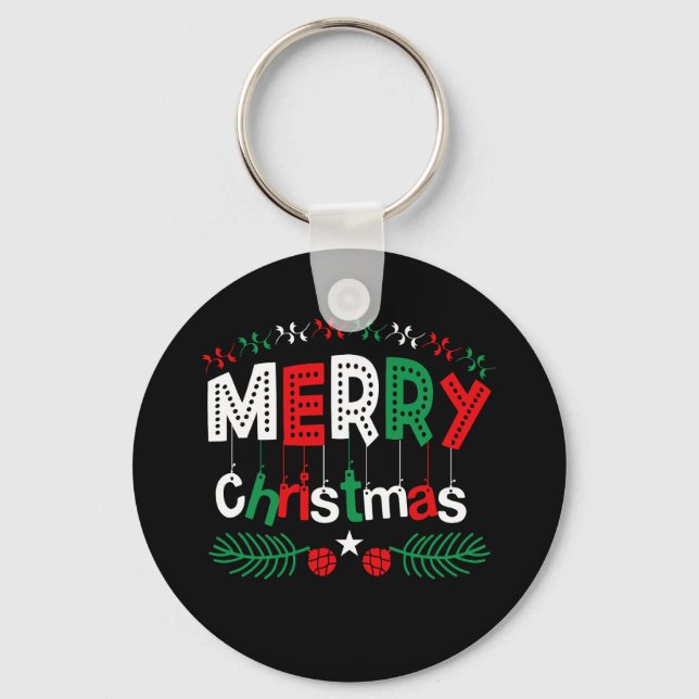 Porte-clés Joyeux Noël Rouge Vert Blanc (Recto)