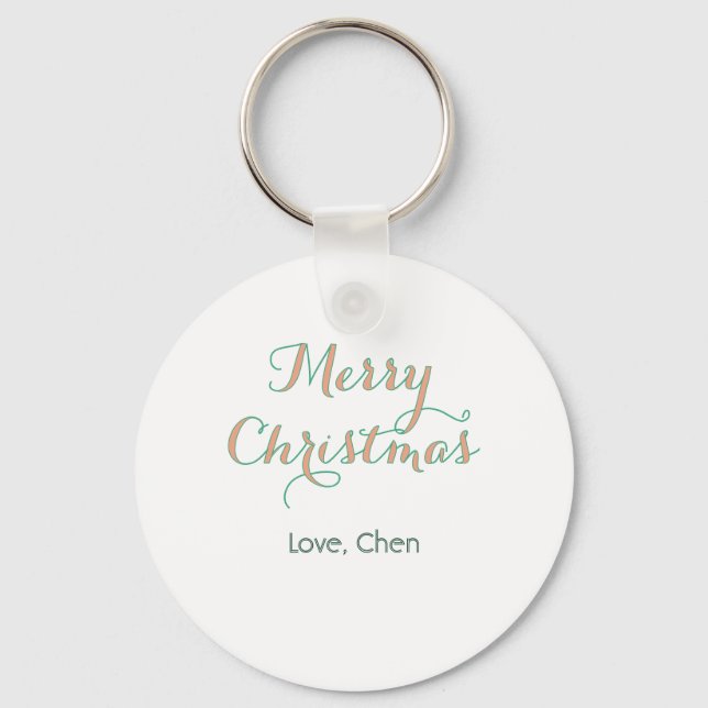 Porte-clés joyeux noël rouge vert nom amour stylé moderne (Recto)