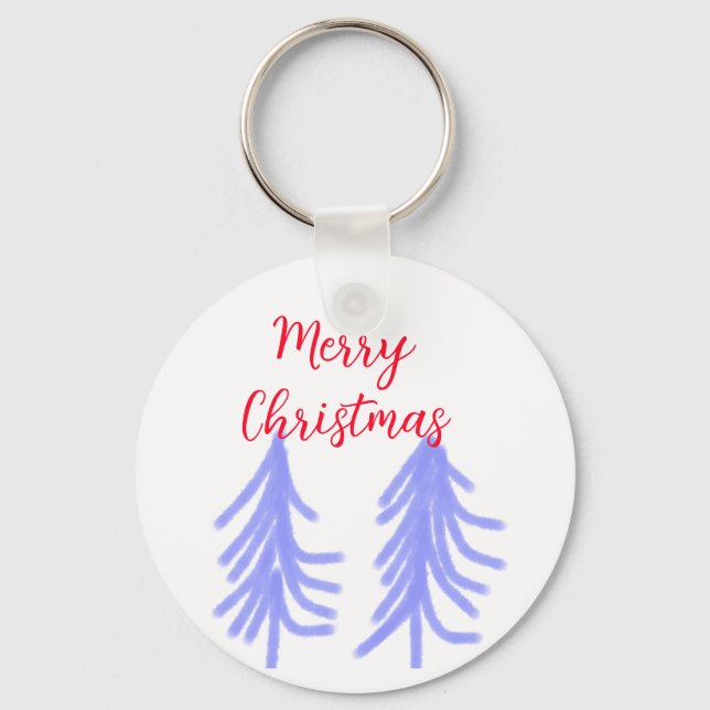 Porte-clés Joyeux Noël rouge violet pastel pin eau (Recto)