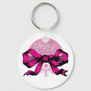 Porte-clés Joyeux Noël Ruban Rose