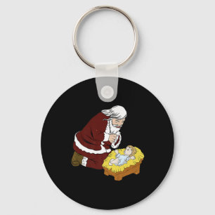Porte-clés Joyeux Noël Santa Claus agenouillé avec par