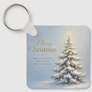 Porte-clés Joyeux Noël Sapin enneigé