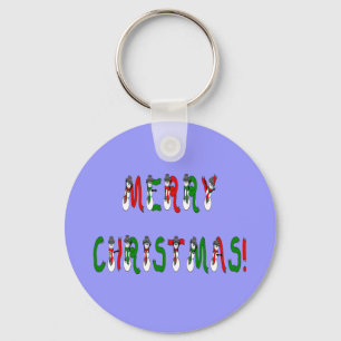 Porte-clés Joyeux Noël Snowman Typographie de police Rouge Ve