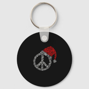 Porte-clés Joyeux Noël Symbole hippie Casquette du Père Noë