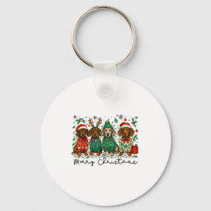 Porte-clés Joyeux Noël Teckel Chien Rétro Xmas Chiot Hommes