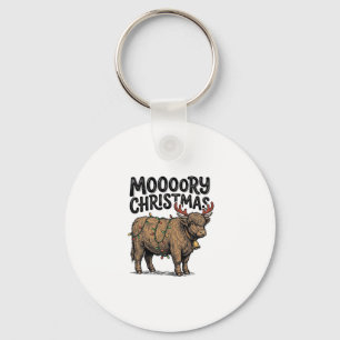 Porte-clés Joyeux Noël Vache Highland Gravure Vintage T