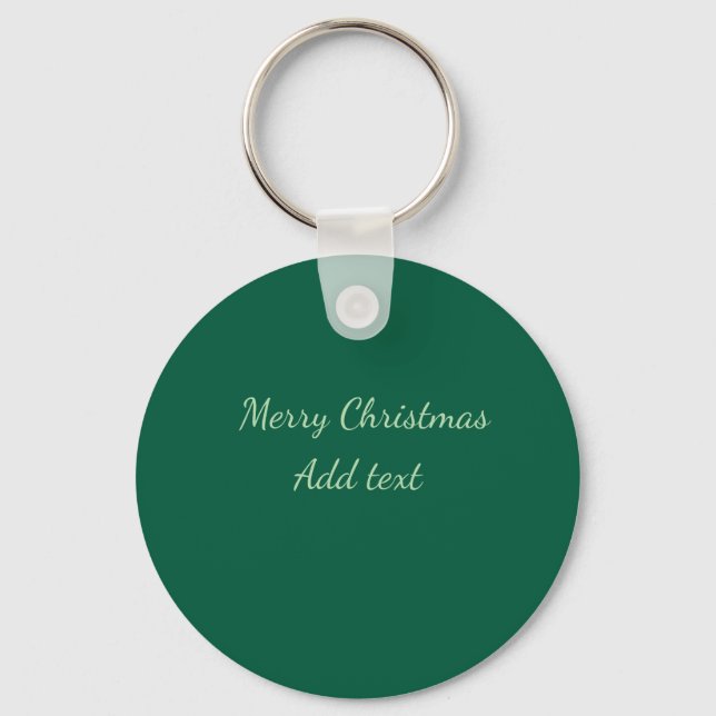 Porte-clés Joyeux Noël vert fond simple solo fête (Recto)
