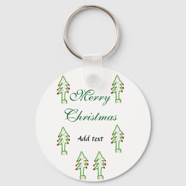 Porte-clés Joyeux Noël vert sapin rouge cerise de Noël (Recto)