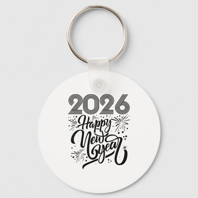 Porte-clés Joyeux Nouvel An 2026 Feu d'artifice (Recto)