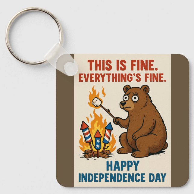 Porte-clés Joyeux Ours du Jour de l'Indépendance (Recto)
