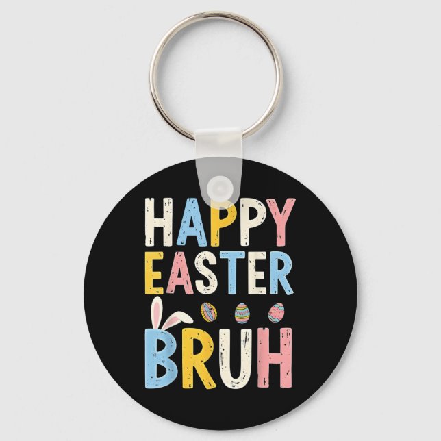 Porte-clés Joyeux Pâques Bruh mème Funny Bunny Bro Ados garço (Recto)