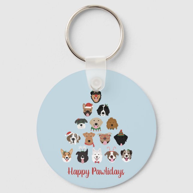 Porte-clés Joyeux Pawlidays Arbre de Noël Chien (Recto)