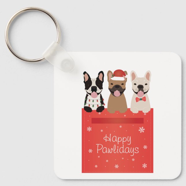 Porte-clés Joyeux Pawlidays Bouledogues Français (Recto)