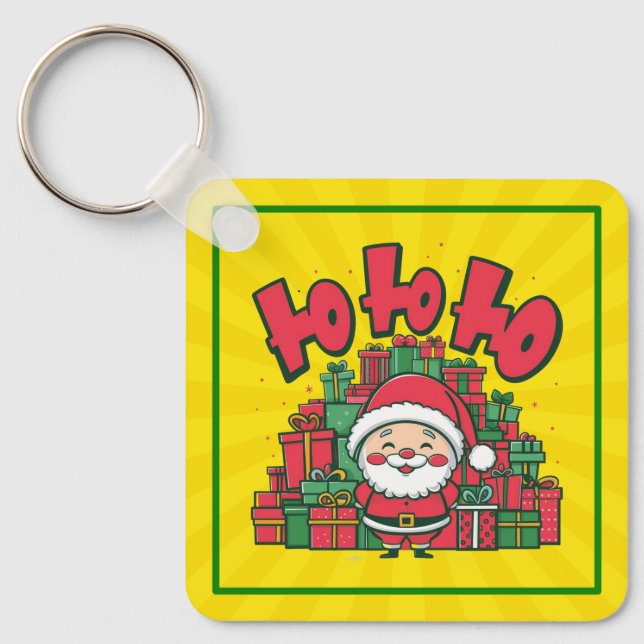 Porte-clés Joyeux Père Noël de dessin animé Noël (Recto)