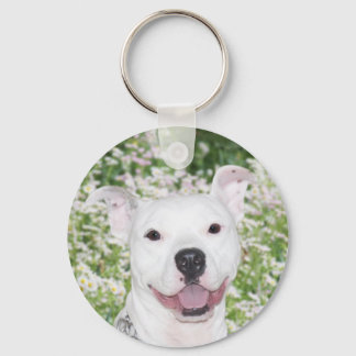 Porte-clés Joyeux Pitbull blanc