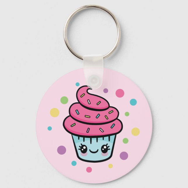Porte-clés Joyeux porte - clé de Cupcake anniversaire (Recto)