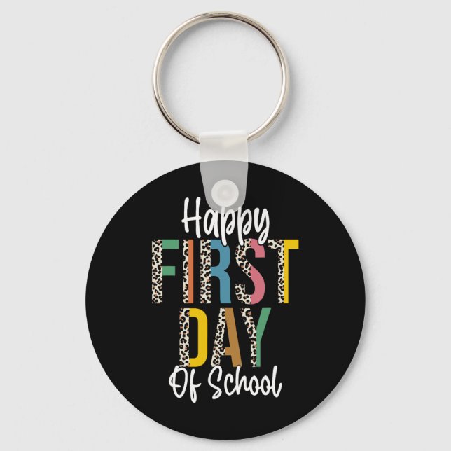 Porte-clés Joyeux premier jour d'école léopard rentrée scolai (Recto)