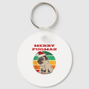 Porte-clés Joyeux Pugmas, Carlin drôle, Chien de Noël, Noël
