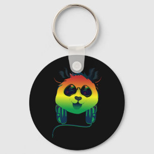 Porte-clés Joyeux Rasta Coloré Panda Ours Face Avec Sunglasse