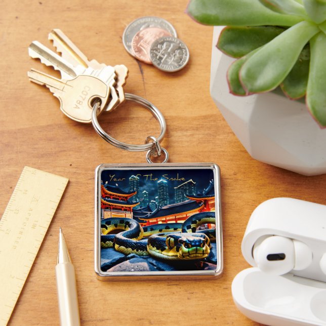 Porte-clés Joyeux serpent du Nouvel An chinois 2025 LMSqK (Bureau)