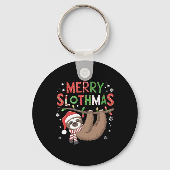 Porte-clés Joyeux Slothmas Santa Hat Pyjamas Filles d'Amoureu (Recto)