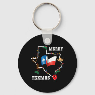 Porte-clés Joyeux Texmas Texas Drapeau Noël Noël Famille Holi