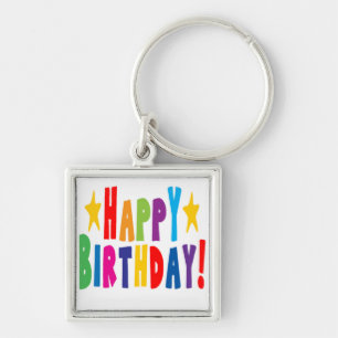 Porte-clés Joyeux texte d'anniversaire coloré