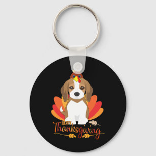 Porte-clés Joyeux Thanksgiving avec Beagle de dinde Chien drô