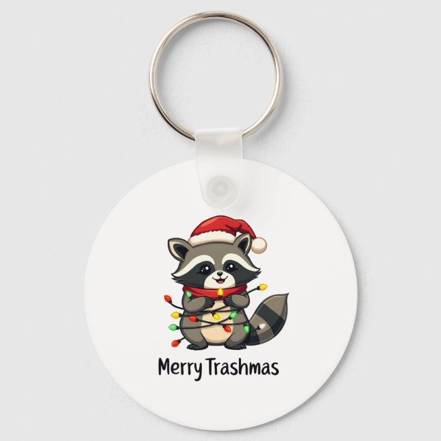 Porte-clés Joyeux Trashmas Funny Raccoon Noël (Recto)