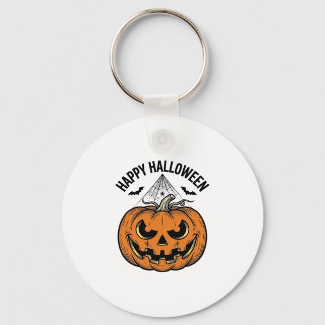 Porte-clés Joyeux visage de citrouille d'Halloween Création v (Recto)
