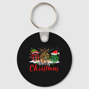 Porte-clés Joyeux Xmas Leopard Plaid Père Noël Elf Reindeer V