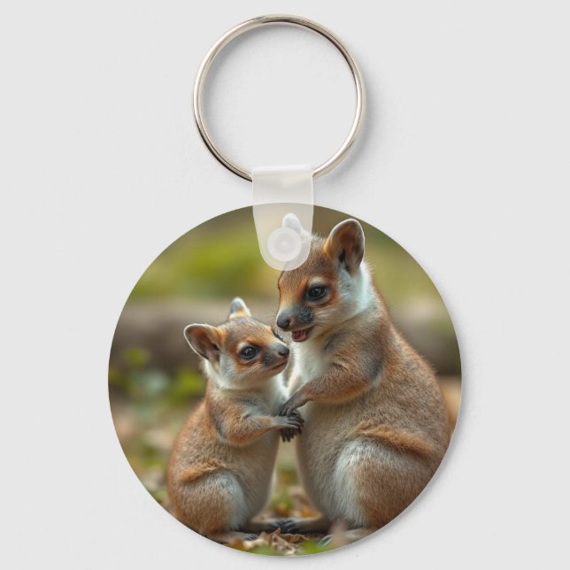 Porte-clés "Joyful Bond : maman et bébé Quokka" (Recto)