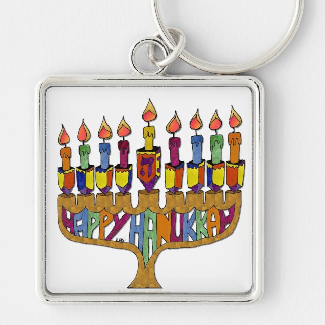 Porte-clés Judaica Happy Hanukkah (Devant)