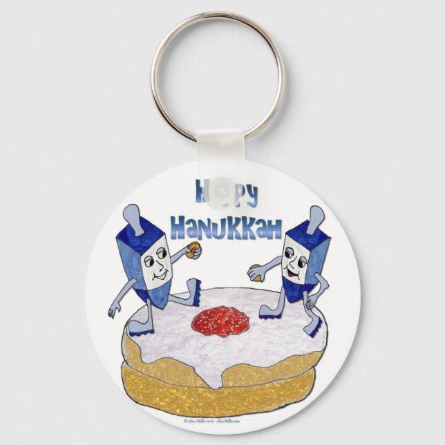 Porte-clés Judaica Happy Hanukkah Dancing Dreidels (Recto)