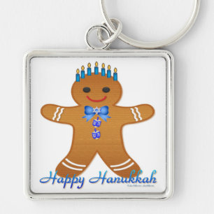 Porte-clés Judaïque Hanoukka Gingerbread Homme Menorah