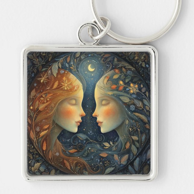Porte-clés Jumeaux Gémeaux Zodiaque Astrologie Céleste Annive (Devant)