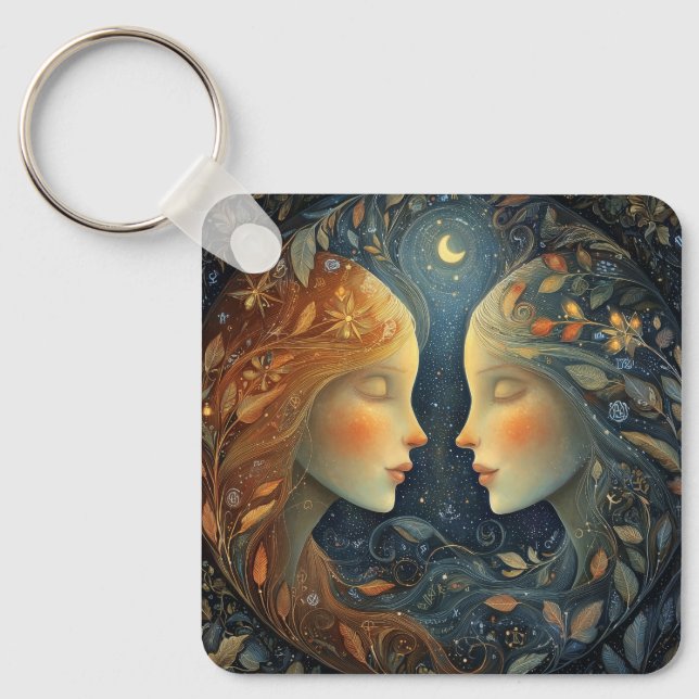 Porte-clés Jumeaux Gémeaux Zodiaque Astrologie Céleste Annive (Recto)