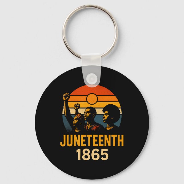 Porte-clés Juneteenth 1865 Rétro Coucher de soleil Histoire n (Recto)